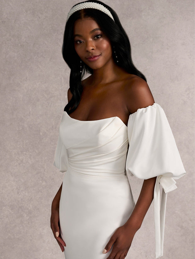 Strapless Puff Sleeve Bridal Gown by Adrianna Papell 31269 ABC