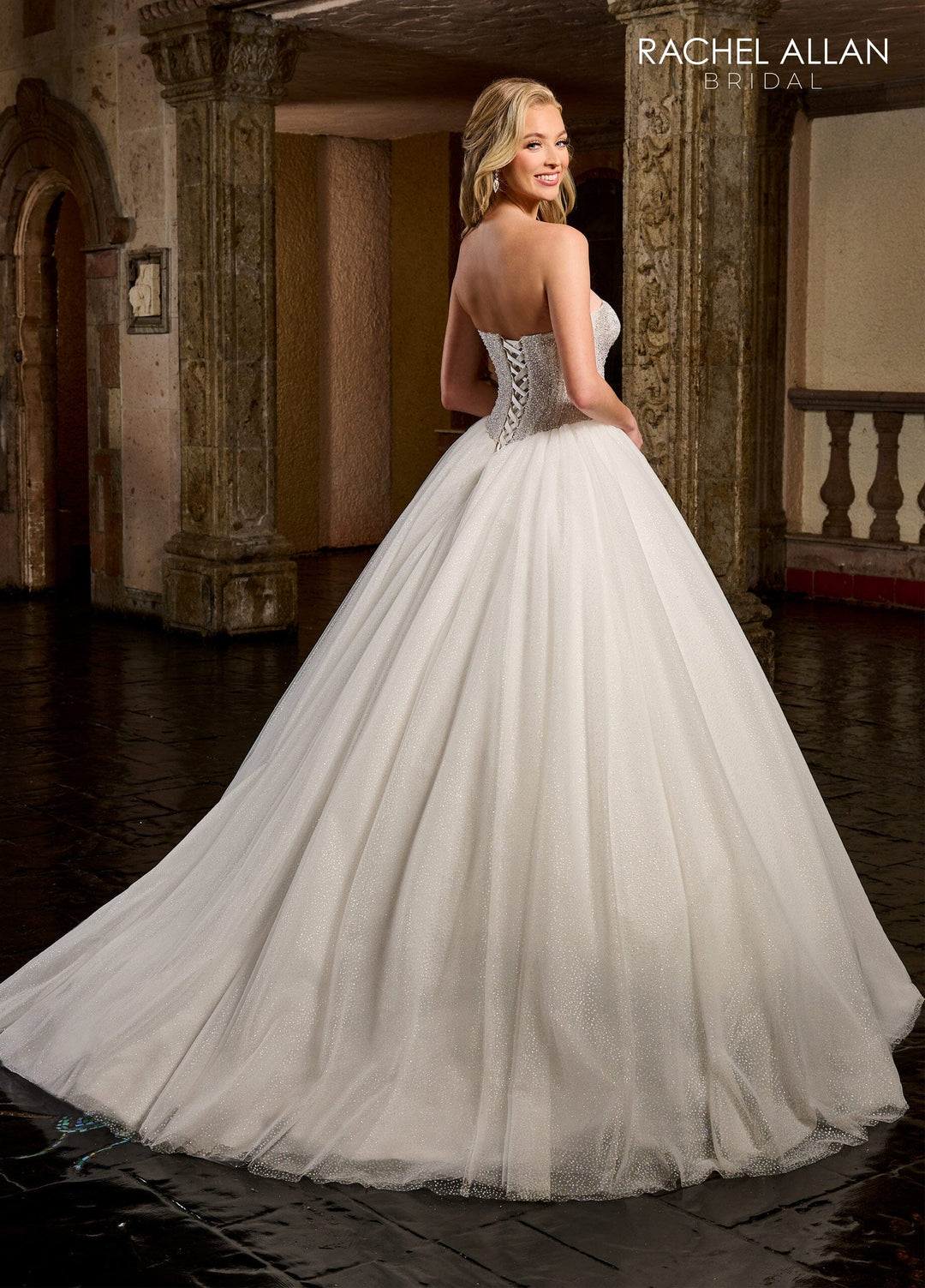 Strapless Puff Sleeve Bridal Gown by Rachel Allan RB6130