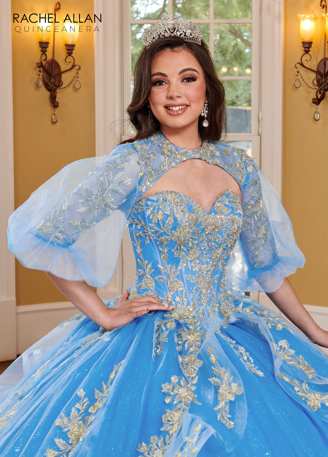 Strapless Puff Sleeve Quinceanera Dress by Rachel Allan RQ1118