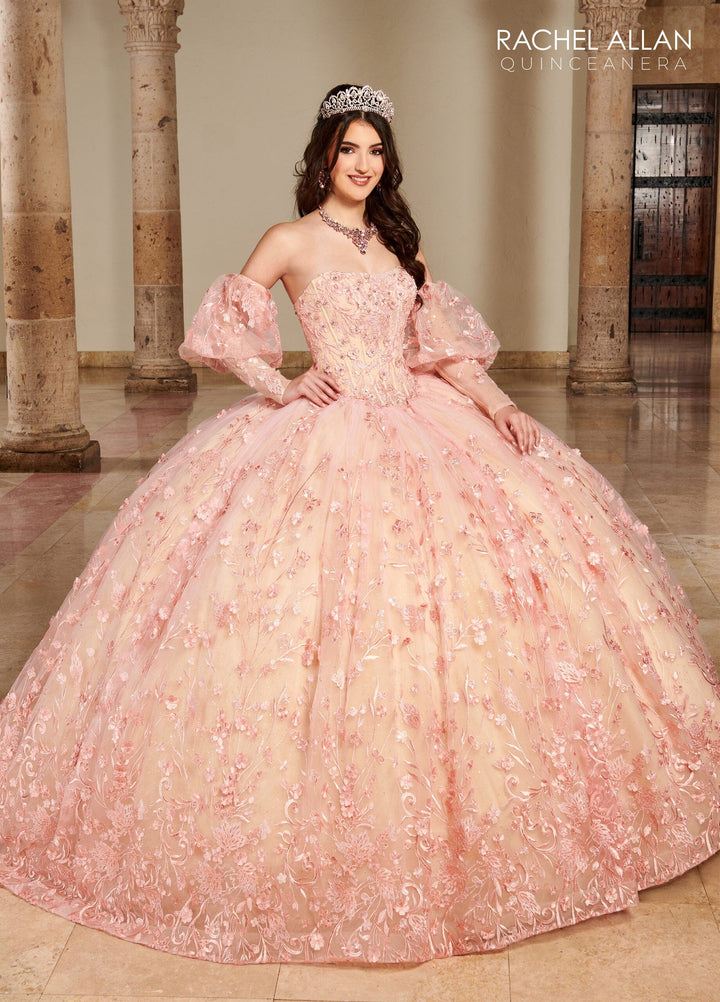 Strapless Puff Sleeve Quinceanera Dress by Rachel Allan RQ1123