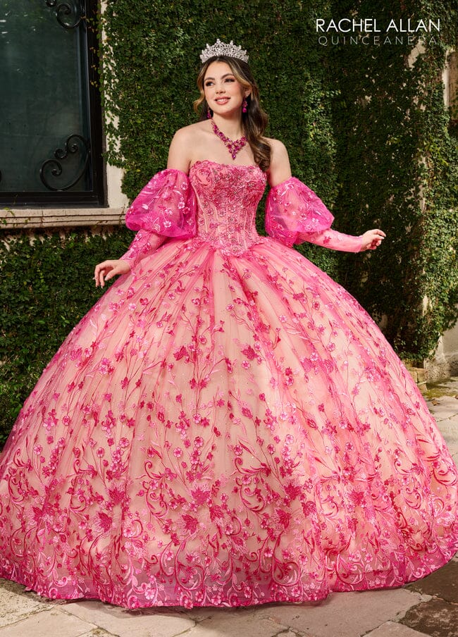 Strapless Puff Sleeve Quinceanera Dress by Rachel Allan RQ1123