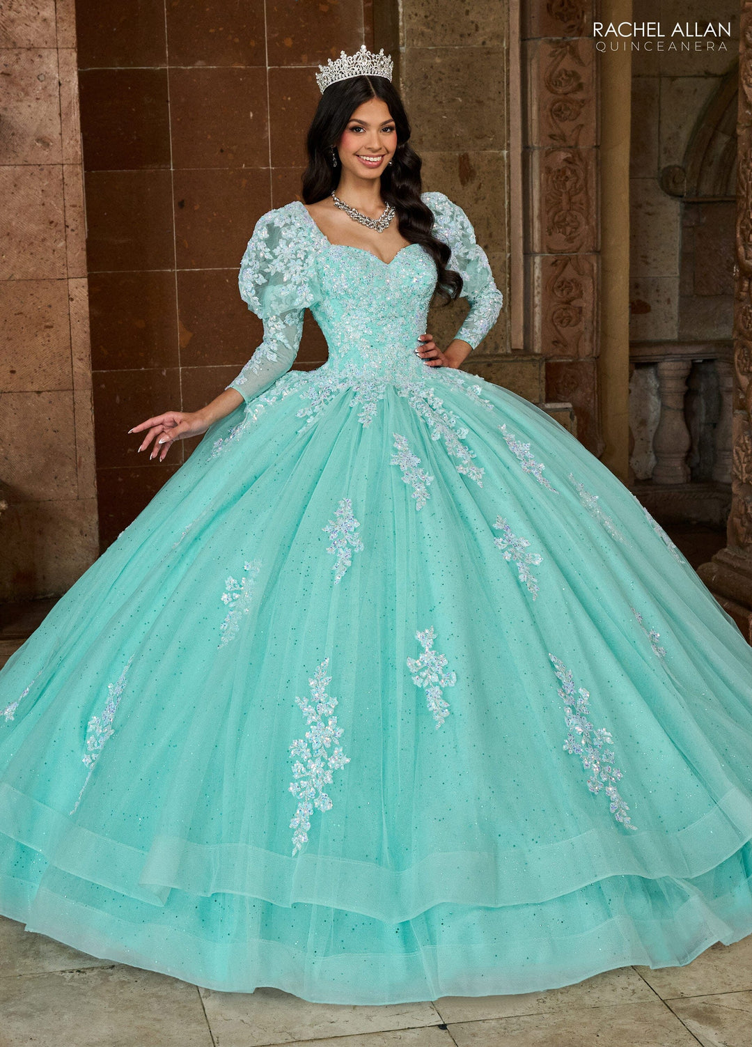 Strapless Puff Sleeve Quinceanera Dress by Rachel Allan RQ1131