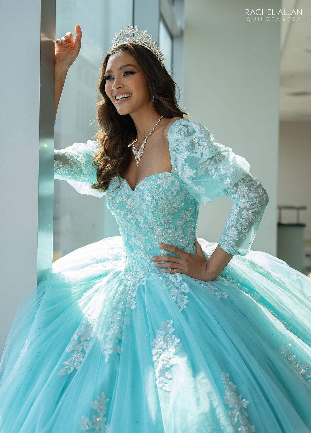 Strapless Puff Sleeve Quinceanera Dress by Rachel Allan RQ1131