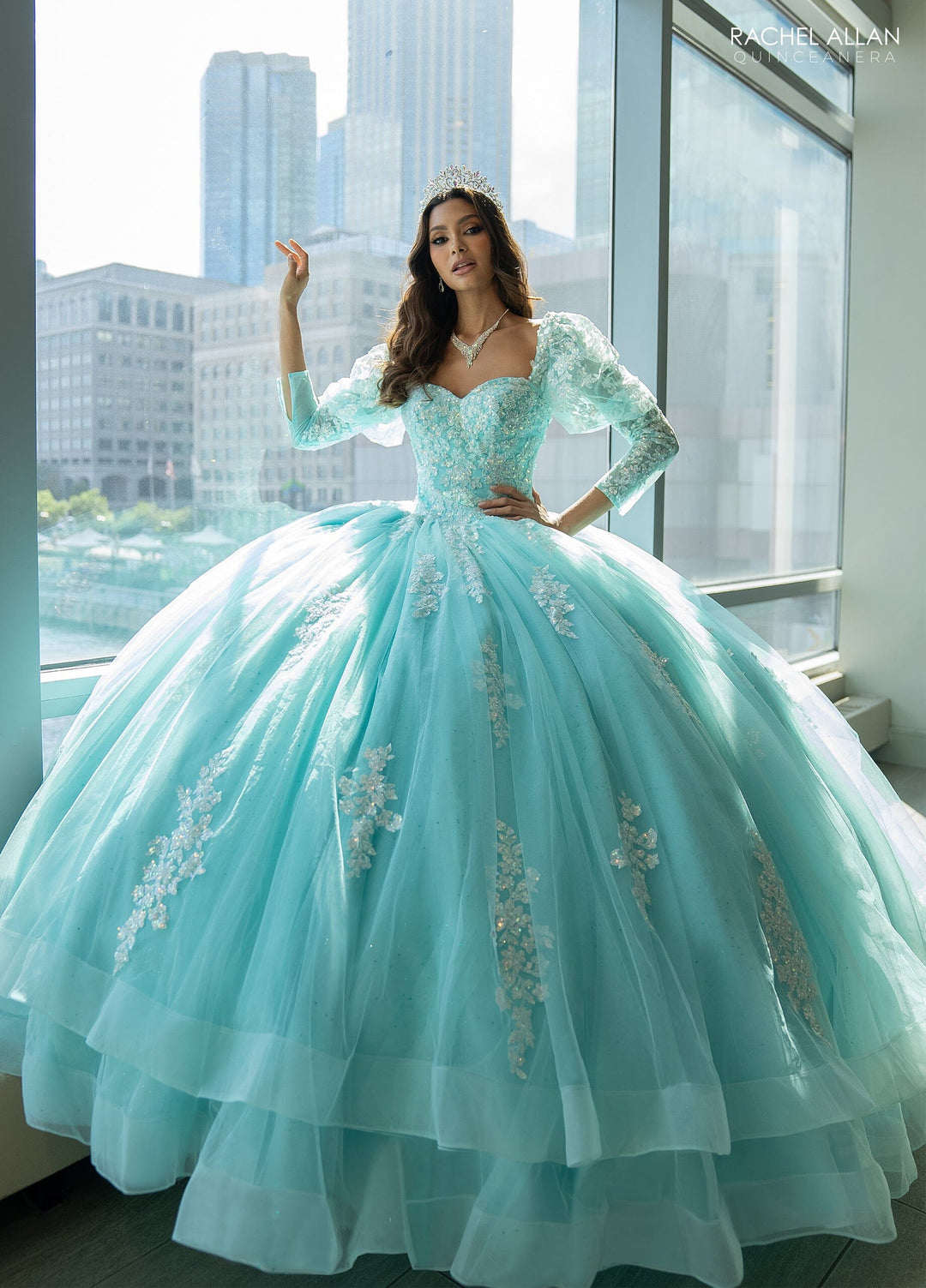 Strapless Puff Sleeve Quinceanera Dress by Rachel Allan RQ1131