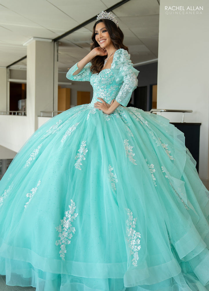 Strapless Puff Sleeve Quinceanera Dress by Rachel Allan RQ1131