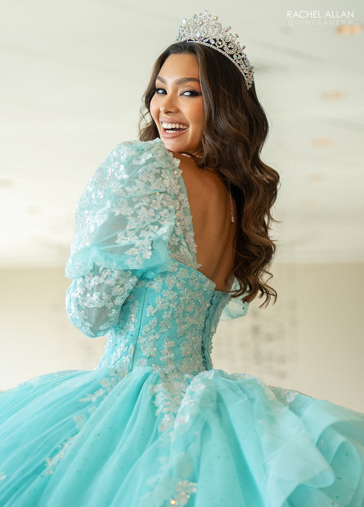 Strapless Puff Sleeve Quinceanera Dress by Rachel Allan RQ1131