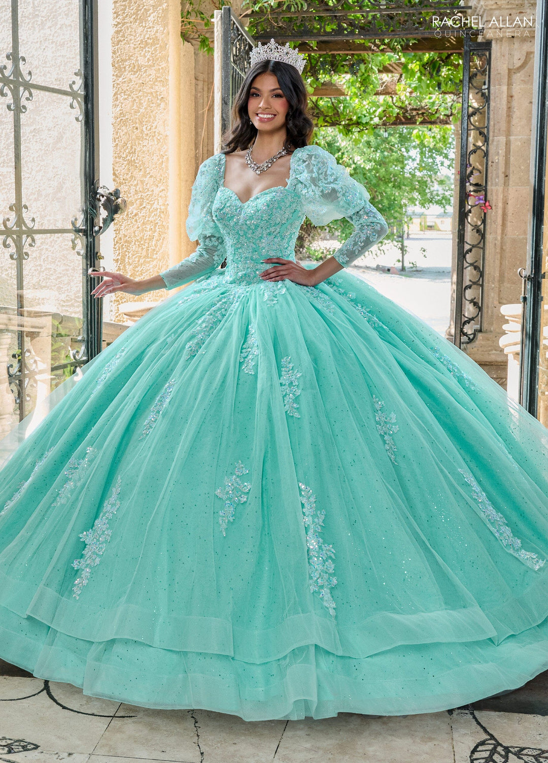 Strapless Puff Sleeve Quinceanera Dress by Rachel Allan RQ1131