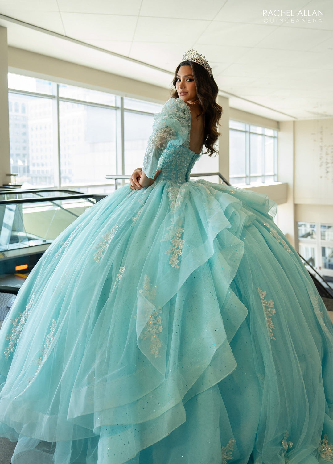 Strapless Puff Sleeve Quinceanera Dress by Rachel Allan RQ1131