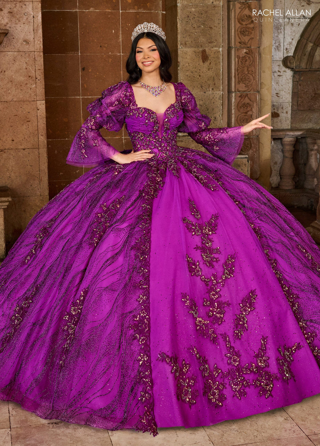 Strapless Puff Sleeve Quinceanera Dress by Rachel Allan RQ1135