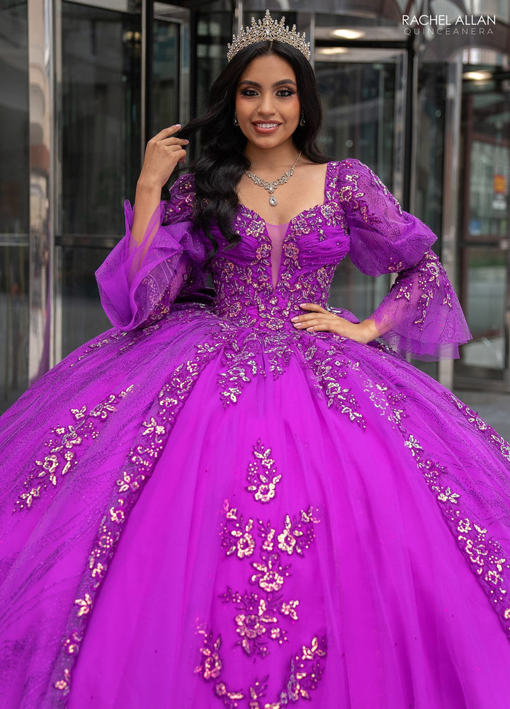 Strapless Puff Sleeve Quinceanera Dress by Rachel Allan RQ1135