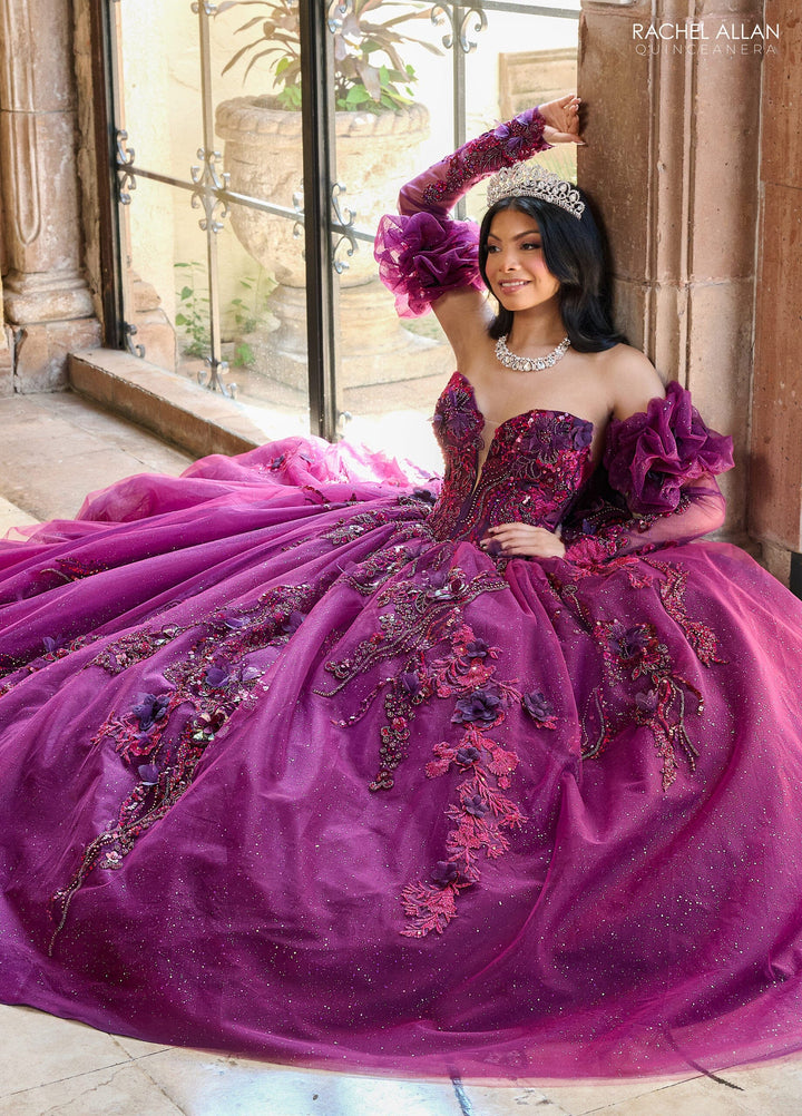 Strapless Puff Sleeve Quinceanera Dress by Rachel Allan RQ2184