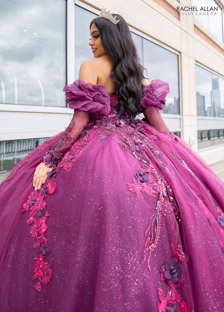 Strapless Puff Sleeve Quinceanera Dress by Rachel Allan RQ2184