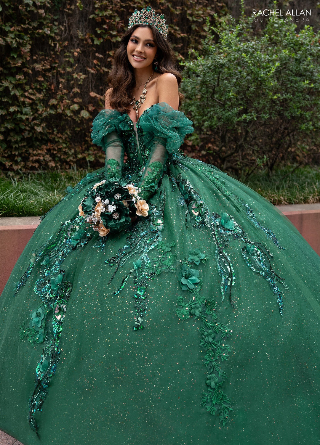 Strapless Puff Sleeve Quinceanera Dress by Rachel Allan RQ2184