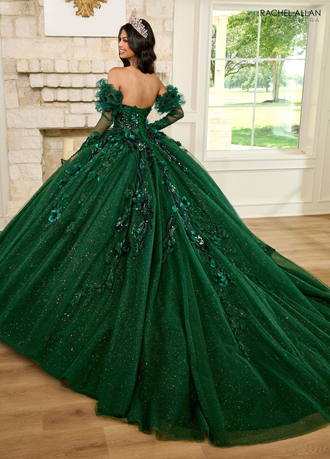 Strapless Puff Sleeve Quinceanera Dress by Rachel Allan RQ2184