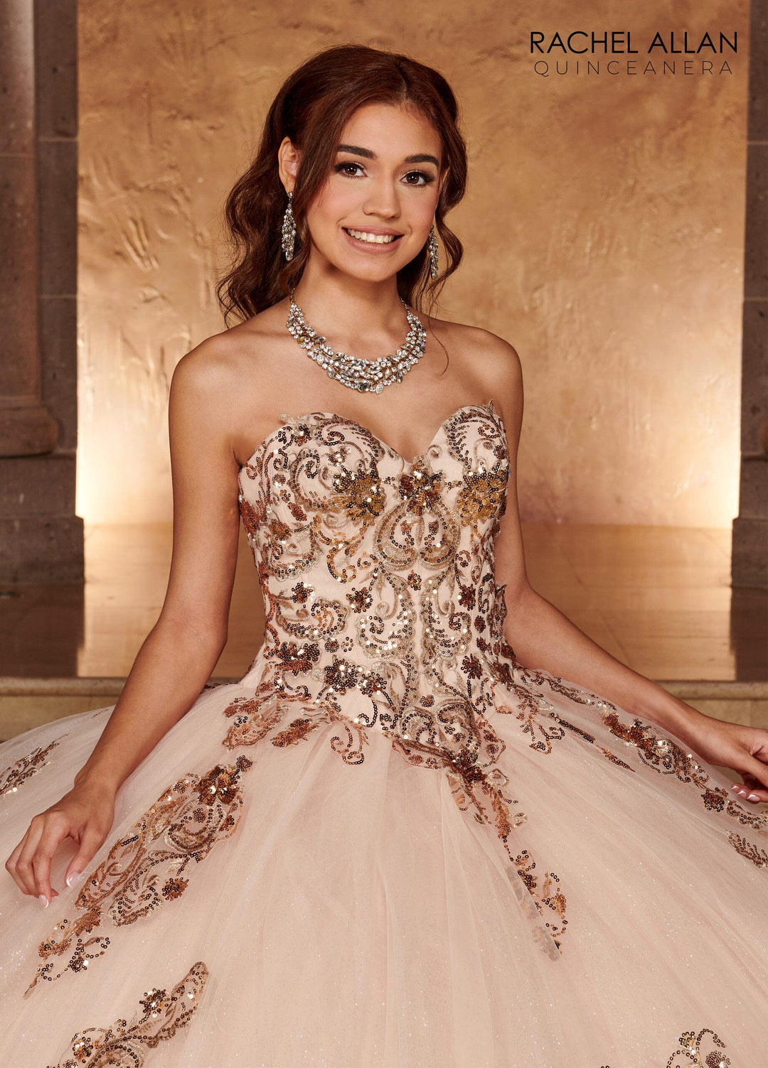 Strapless Puff Sleeve Quinceanera Dress by Rachel Allan RQ3102