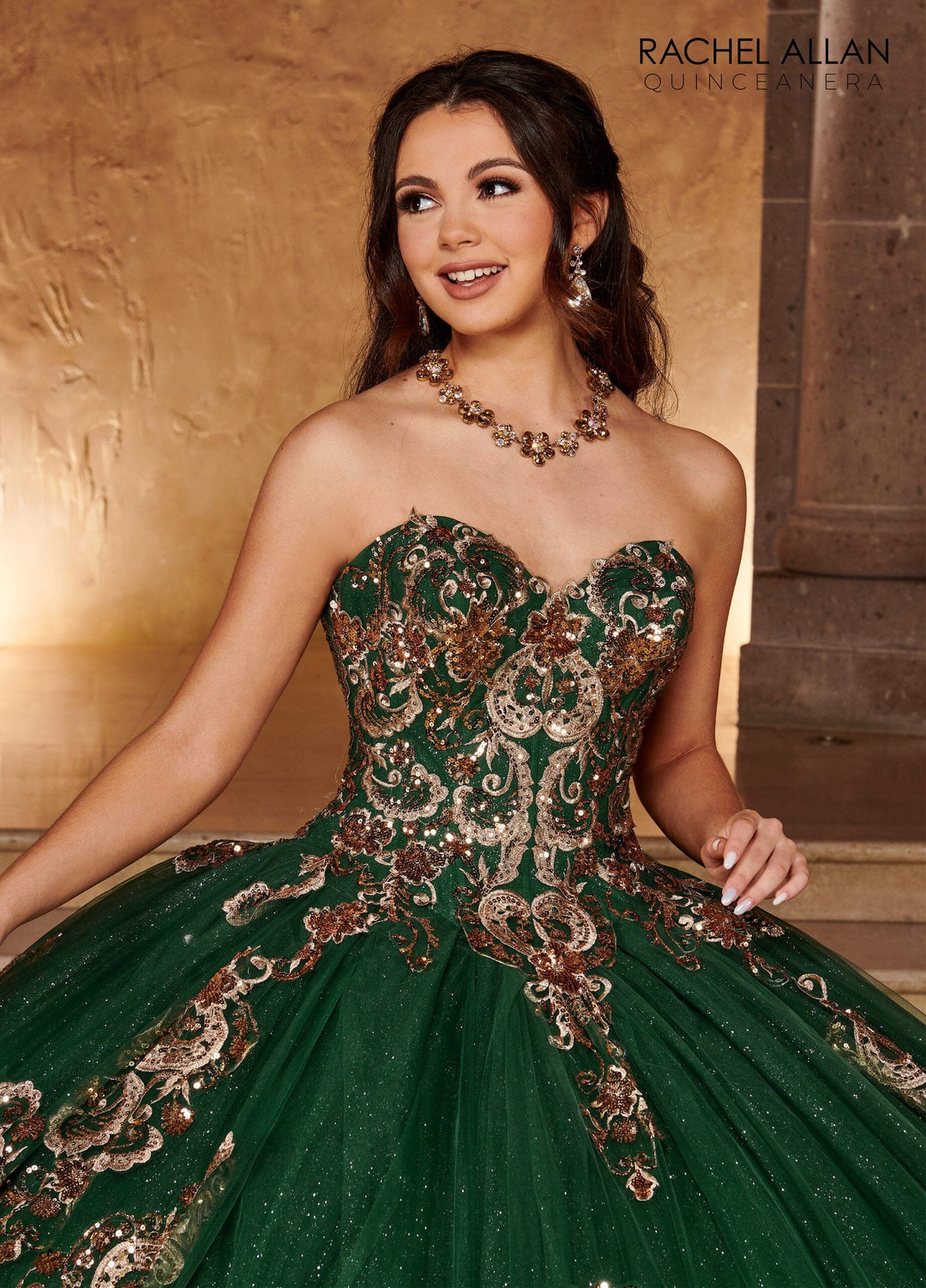 Strapless Puff Sleeve Quinceanera Dress by Rachel Allan RQ3102