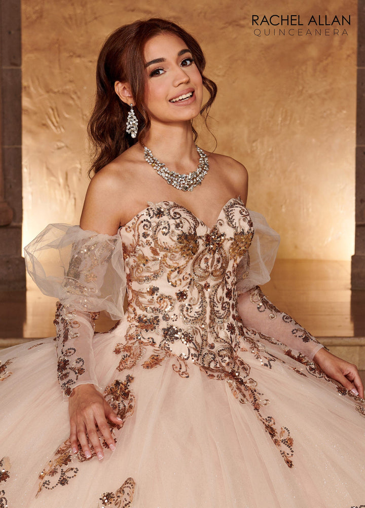 Strapless Puff Sleeve Quinceanera Dress by Rachel Allan RQ3102