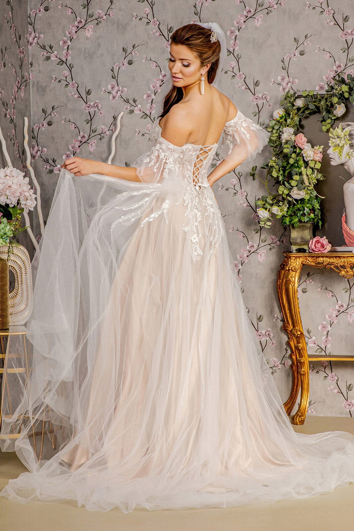 Strapless Puff Sleeve Wedding Gown by GLS Gloria GL3427