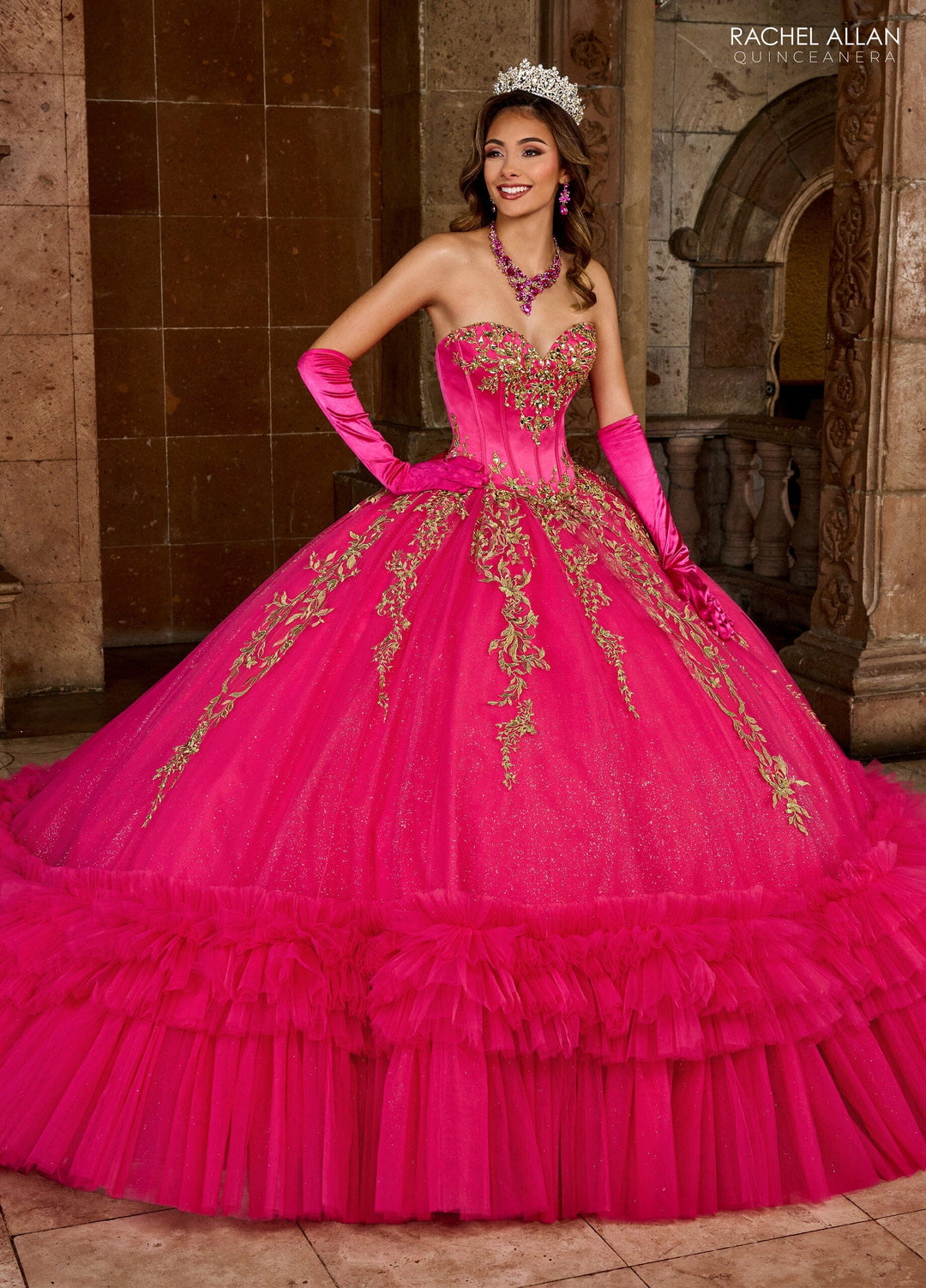 Strapless Ruffled Quinceanera Dress by Rachel Allan RQ2189