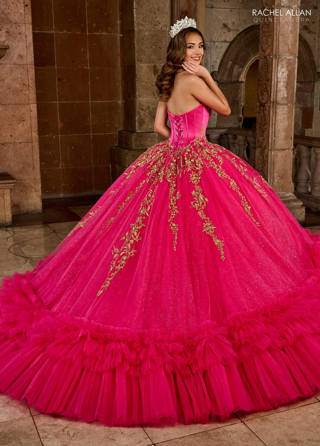 Strapless Ruffled Quinceanera Dress by Rachel Allan RQ2189