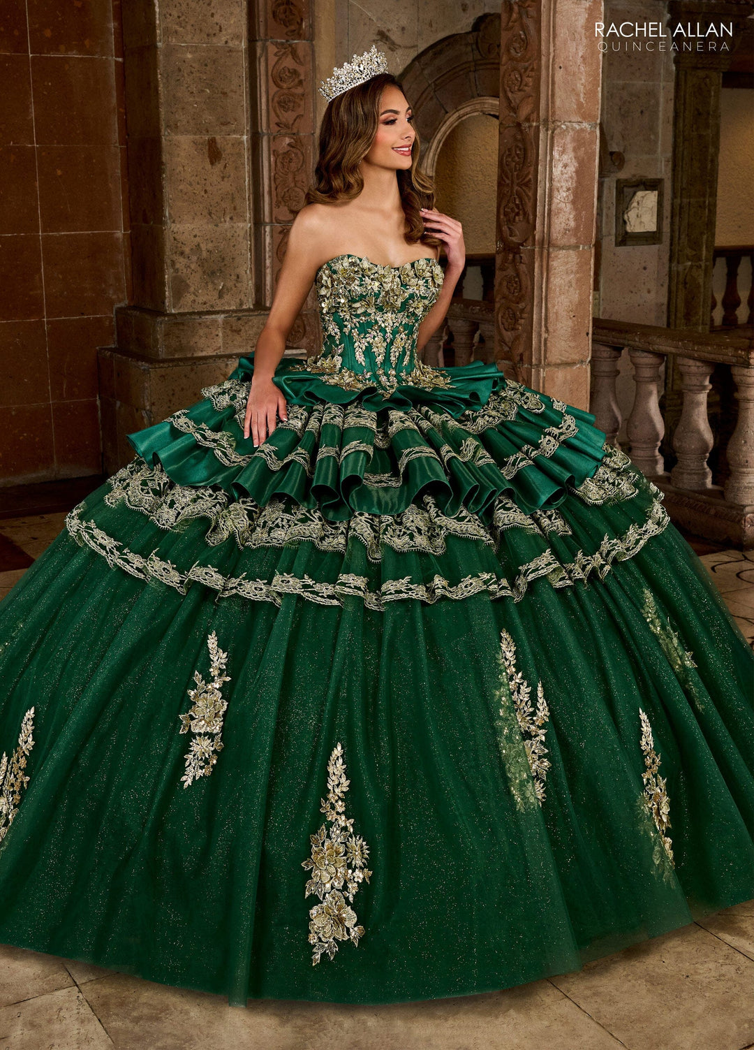 Strapless Tiered Quinceanera Dress by Rachel Allan RQ5003