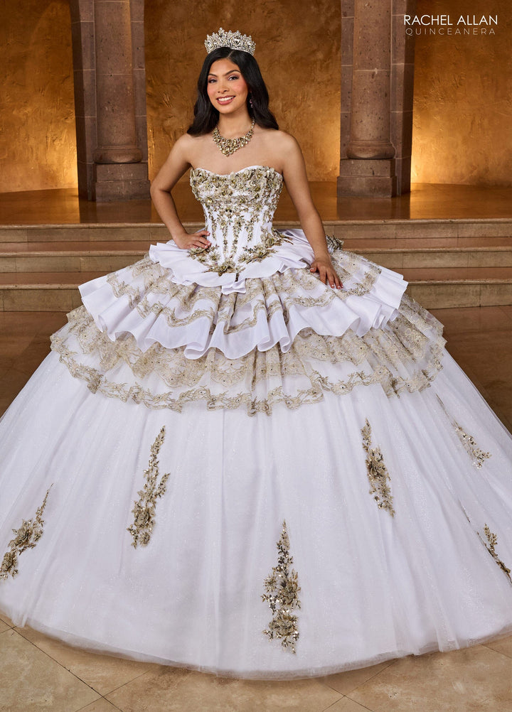 Strapless Tiered Quinceanera Dress by Rachel Allan RQ5003