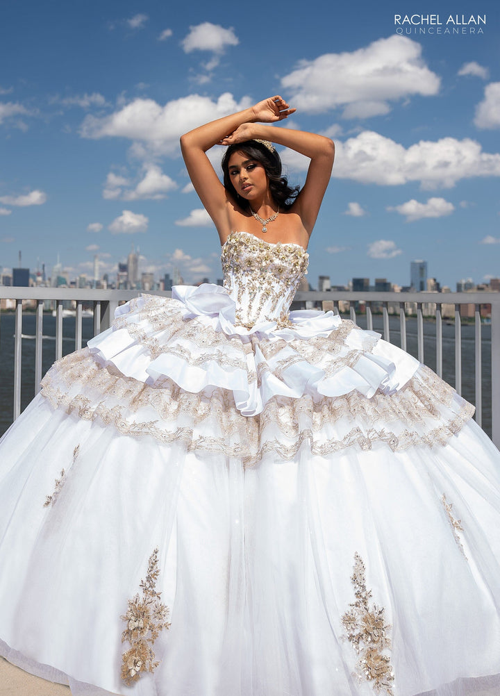 Strapless Tiered Quinceanera Dress by Rachel Allan RQ5003