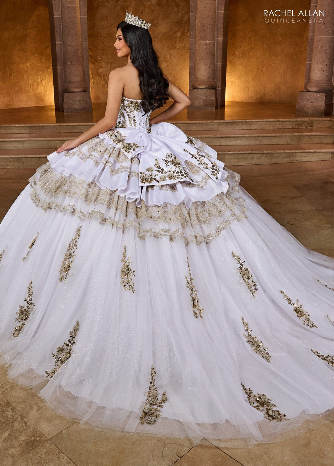 Strapless Tiered Quinceanera Dress by Rachel Allan RQ5003