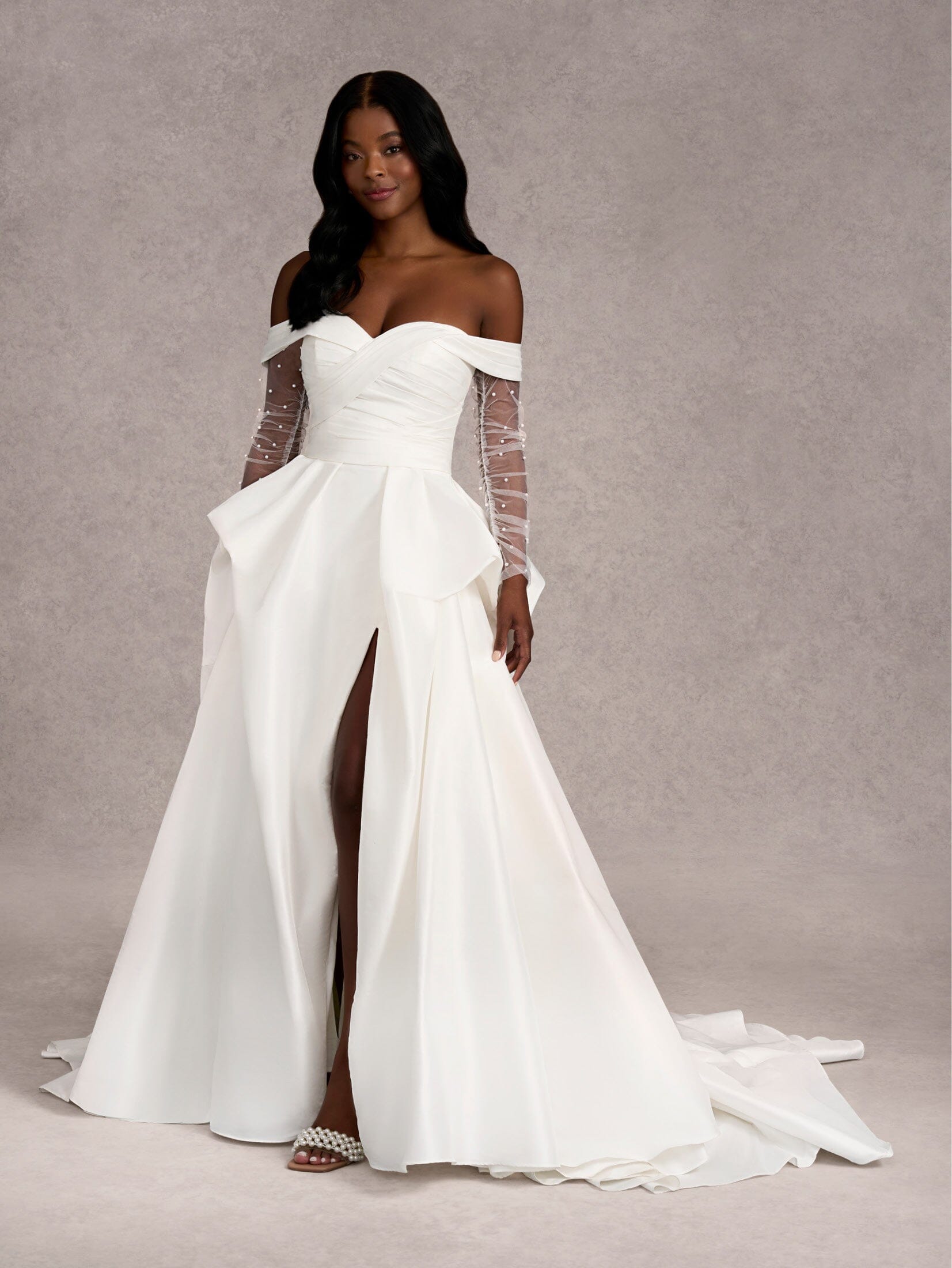 Draped Off the Shoulder shops Wedding Dress