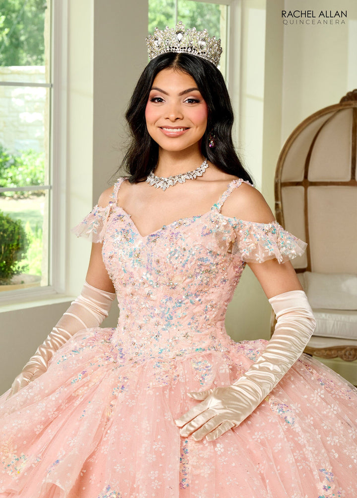 V-Neck Ruffled Quinceanera Dress by Rachel Allan RQ1136