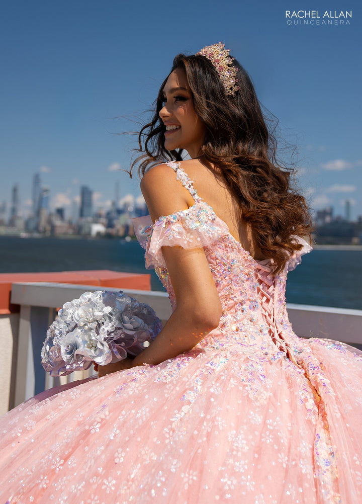 V-Neck Ruffled Quinceanera Dress by Rachel Allan RQ1136