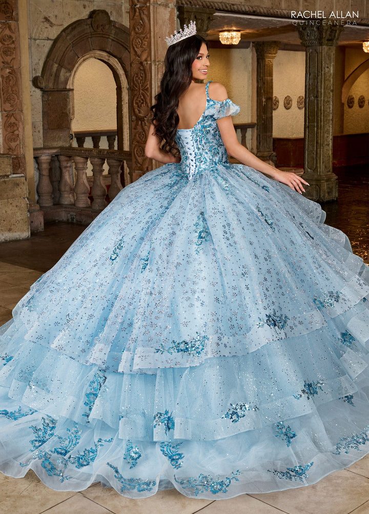 V-Neck Ruffled Quinceanera Dress by Rachel Allan RQ1136