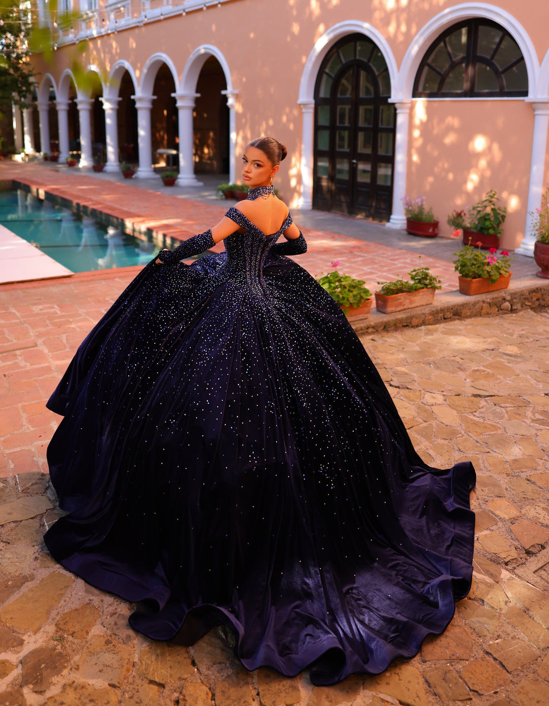 Velvet Off Shoulder Quinceanera Dress by Amarra 54257