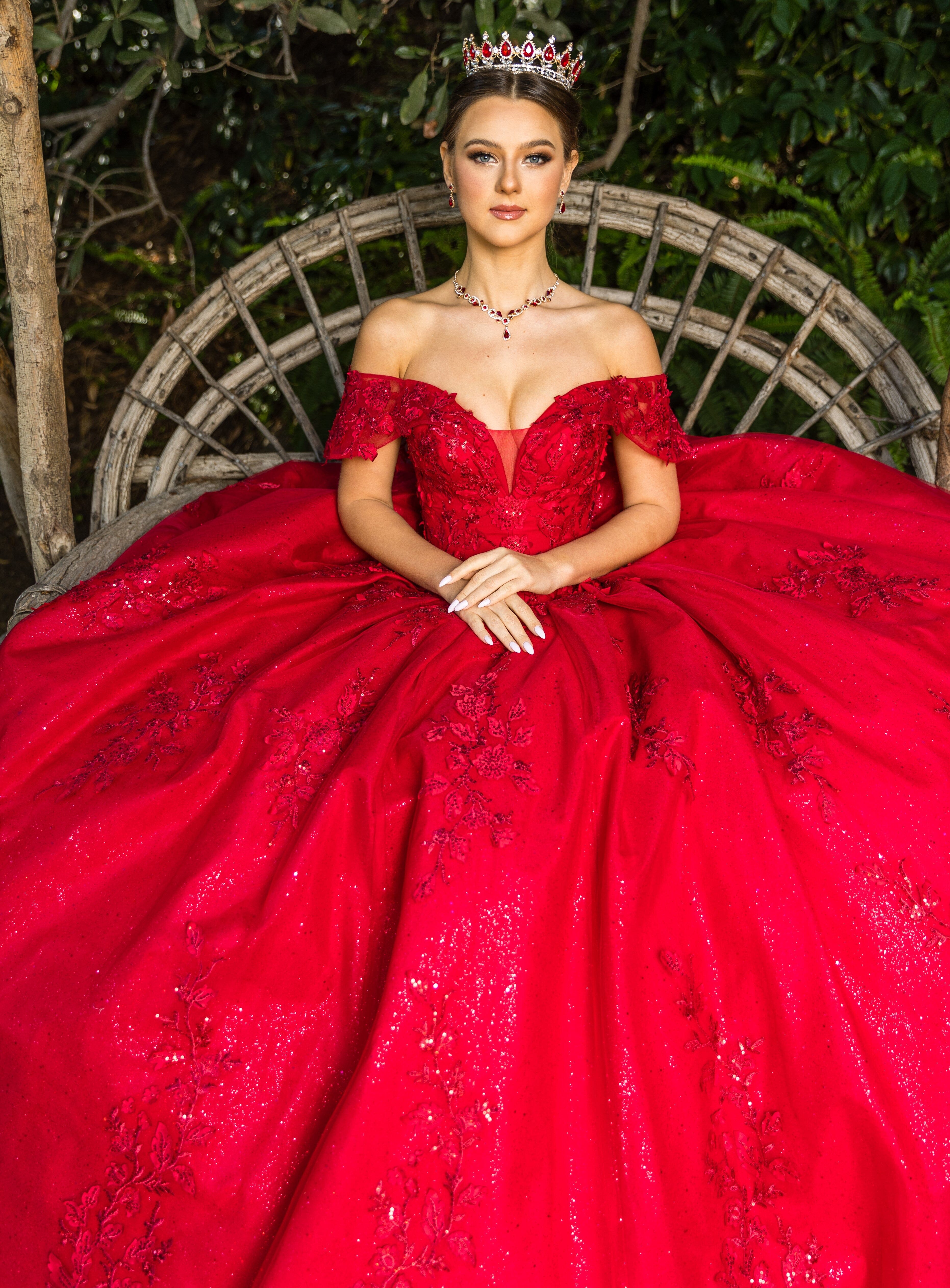 quinceanera red cinderella dress