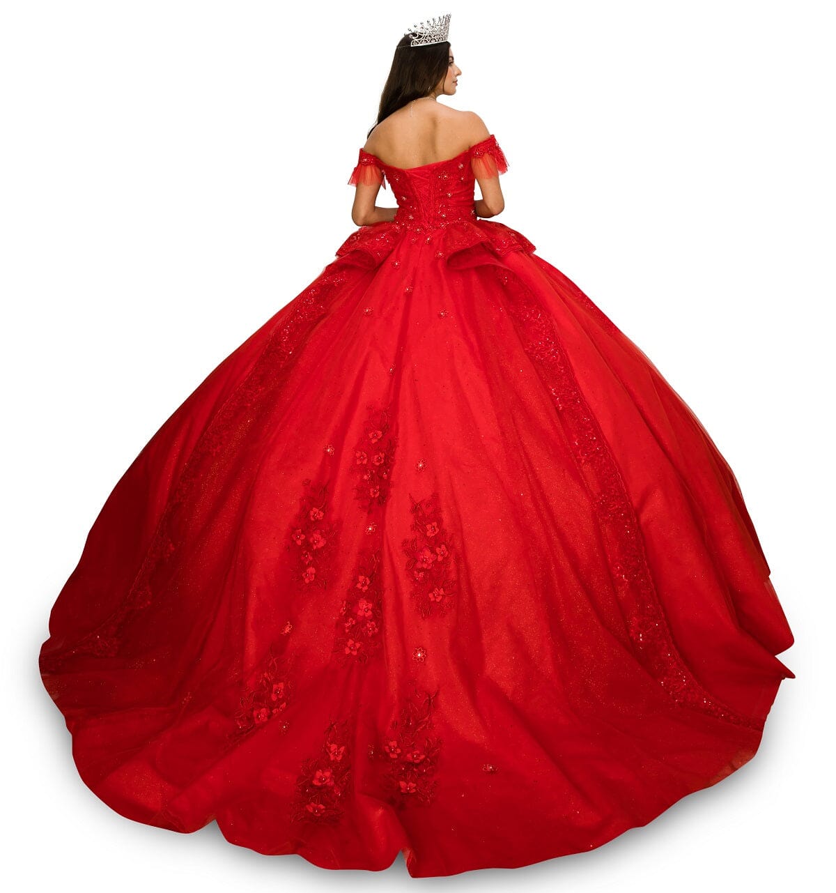 quinceanera red cinderella dress