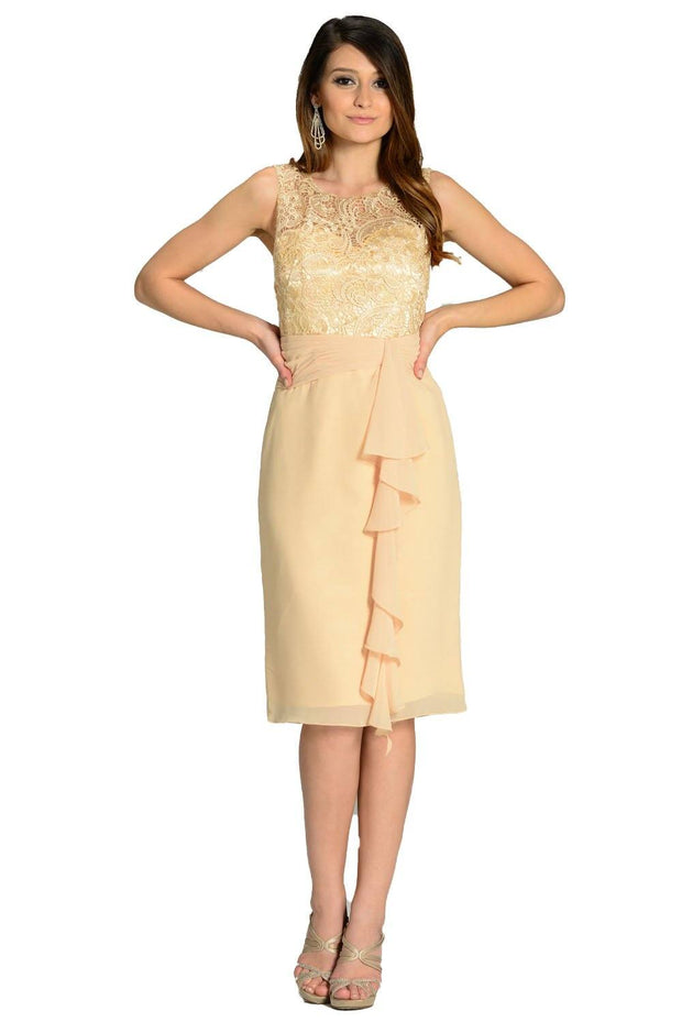 Champagne Knee Length Dress