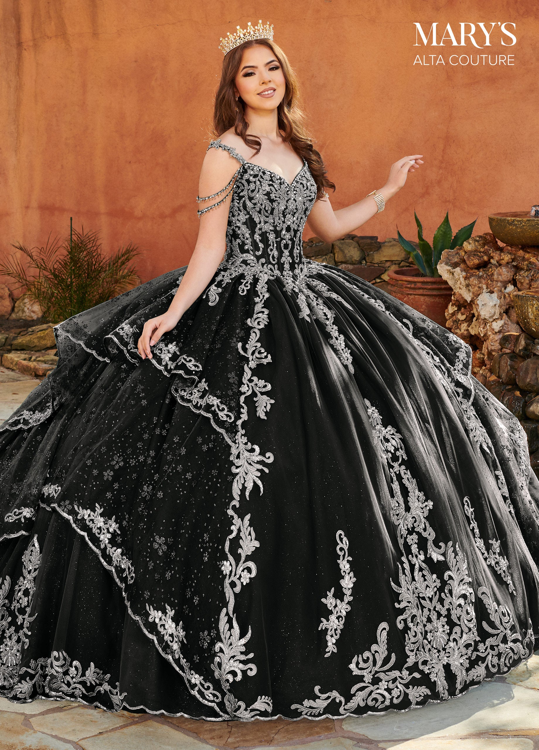 black and silver quince dresses