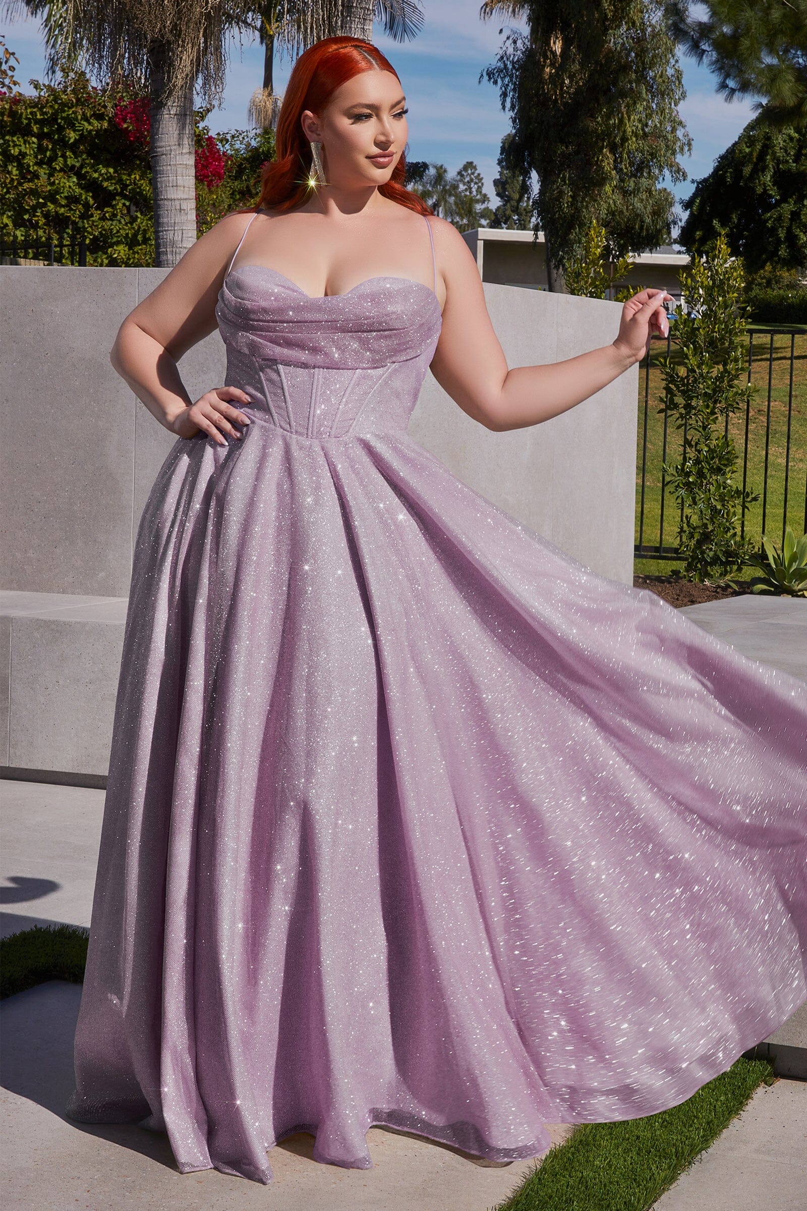 Curve Glitter Cowl A line Gown by Ladivine CD252C