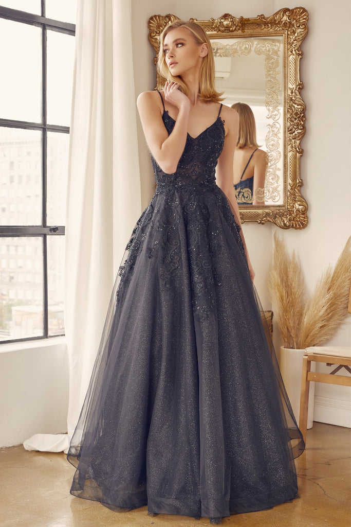 Embellished Long Sleeveless Tulle Dress by Juliet 251 – ABC Fashion
