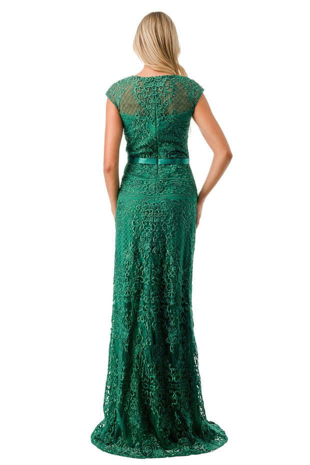 Embroidered Column Gown