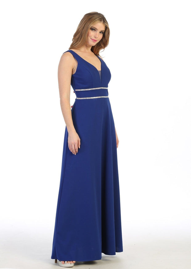 Long Sleeveless V-Neck Jersey Dress by Celavie 6493L – ABC Fashion