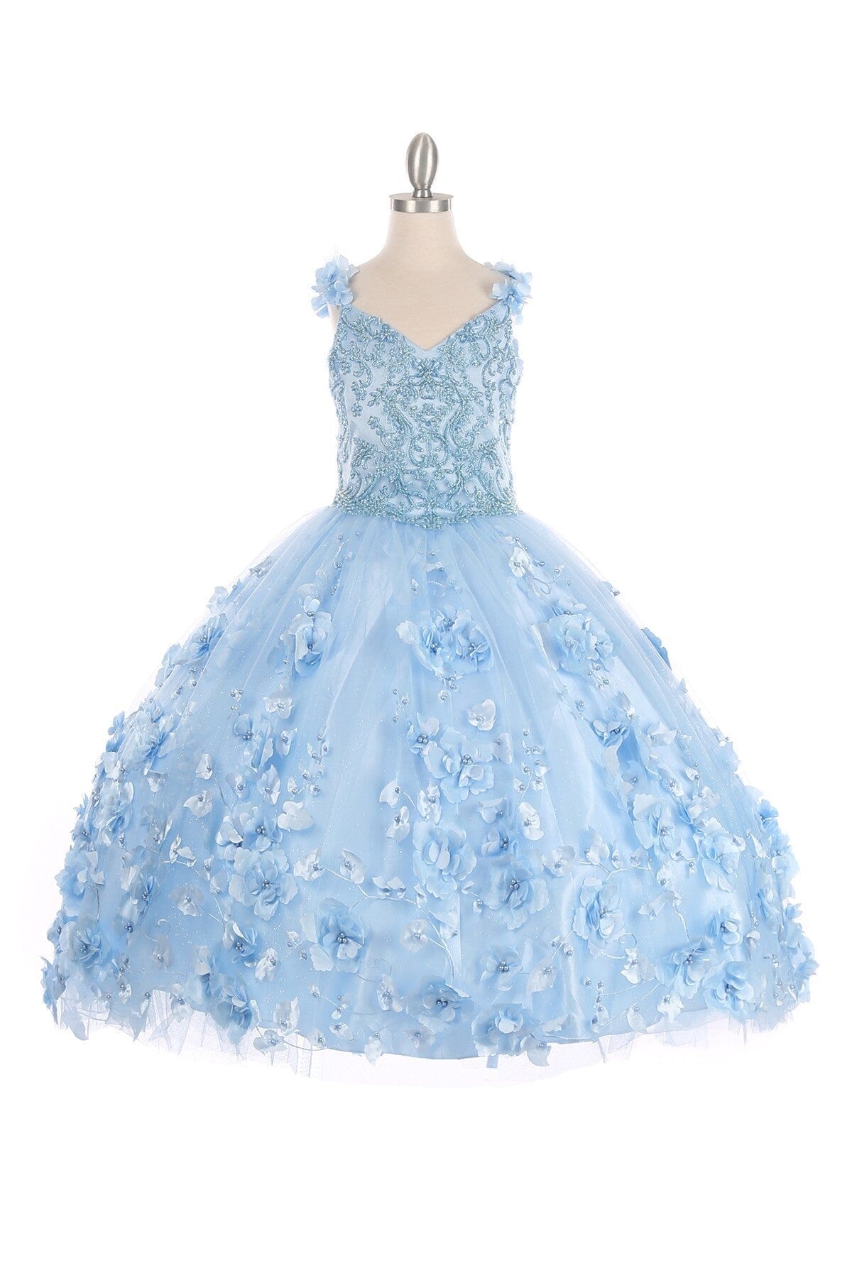 Girls 3D Floral Cape Gown by Cinderella Couture 8030