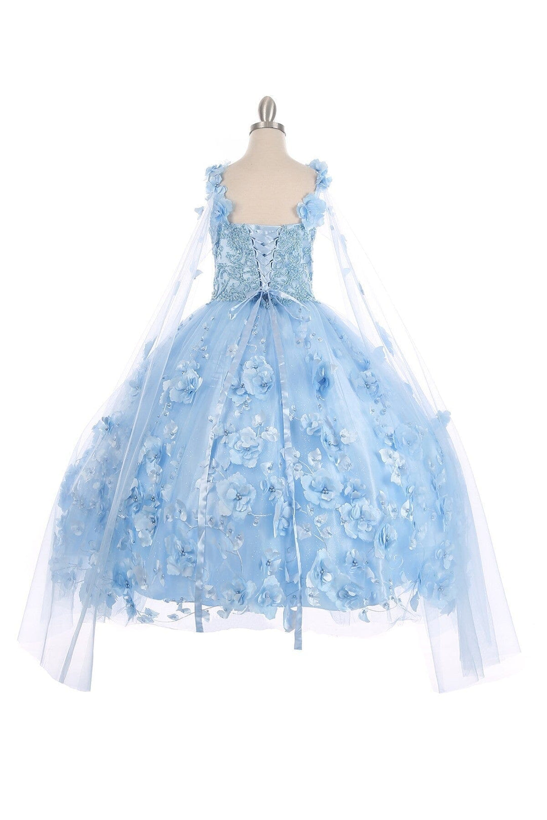 Girls 3D Floral Cape Gown by Cinderella Couture 8030 - Outlet