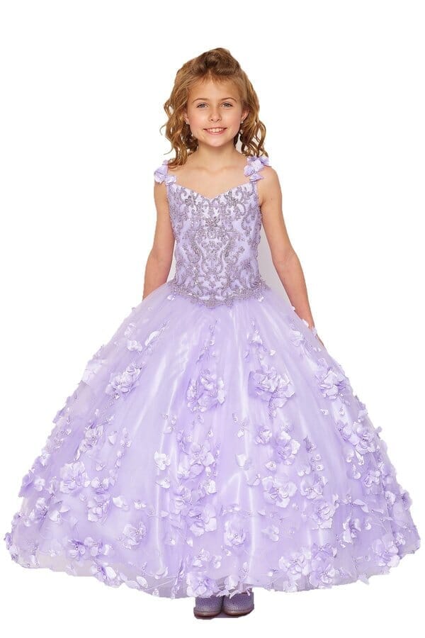 Girls 3D Floral Cape Gown by Cinderella Couture 8030 - Outlet