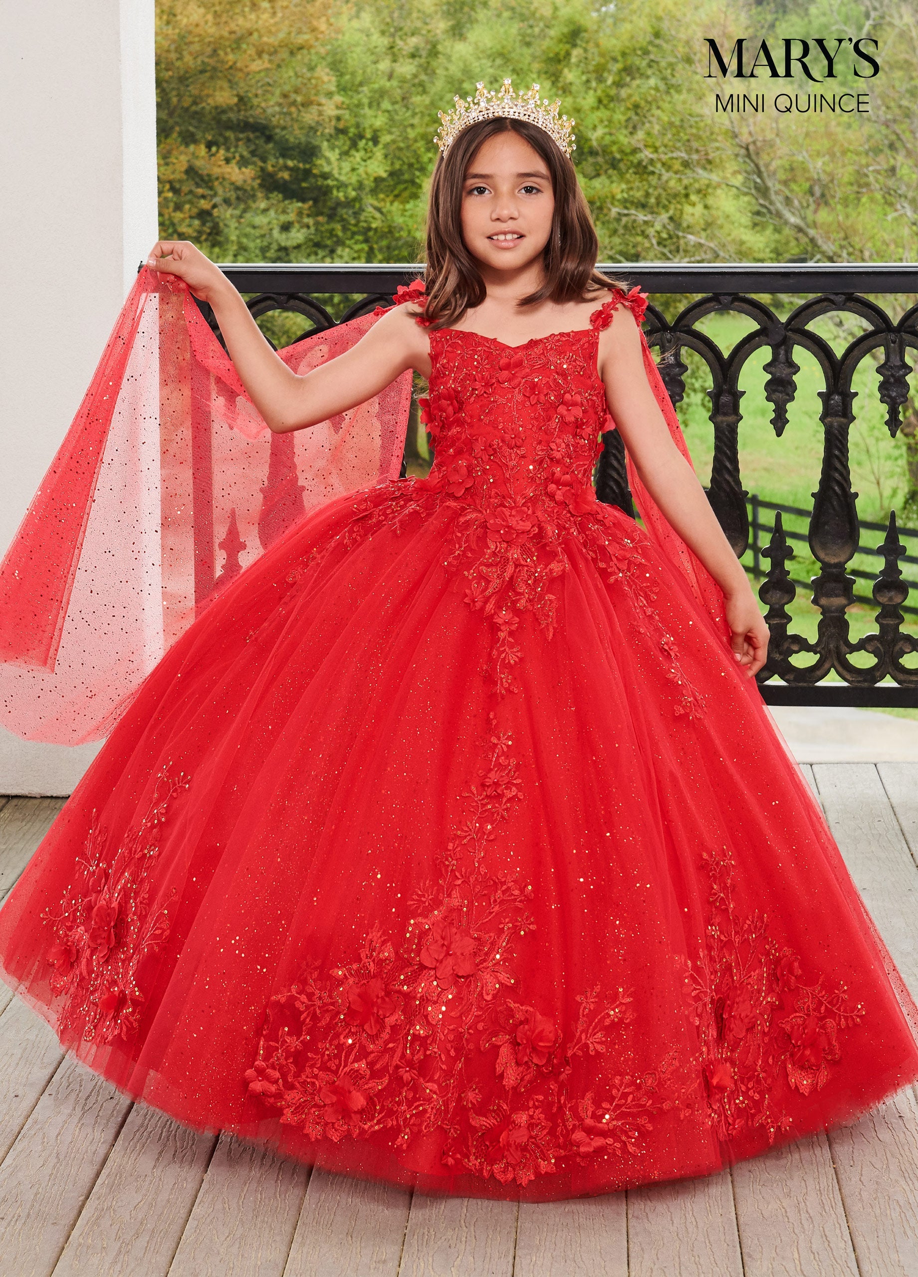 Girls 3D Floral Tulle Gown by Mary s Bridal MQ4031 ABC Fashion