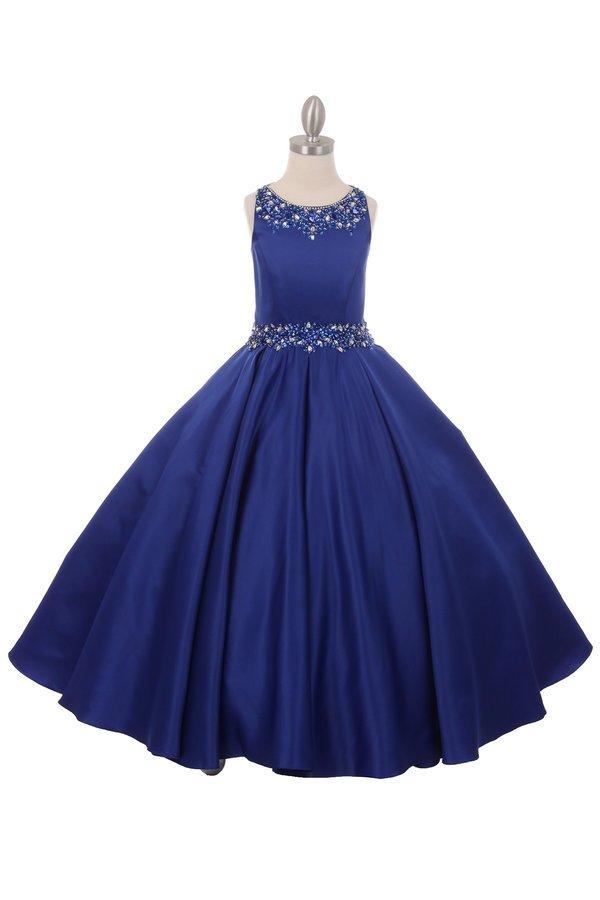 Buy M.R.A Fashion New Girl's Satin Long Gown (8748, Blue, 5-6 Years) at