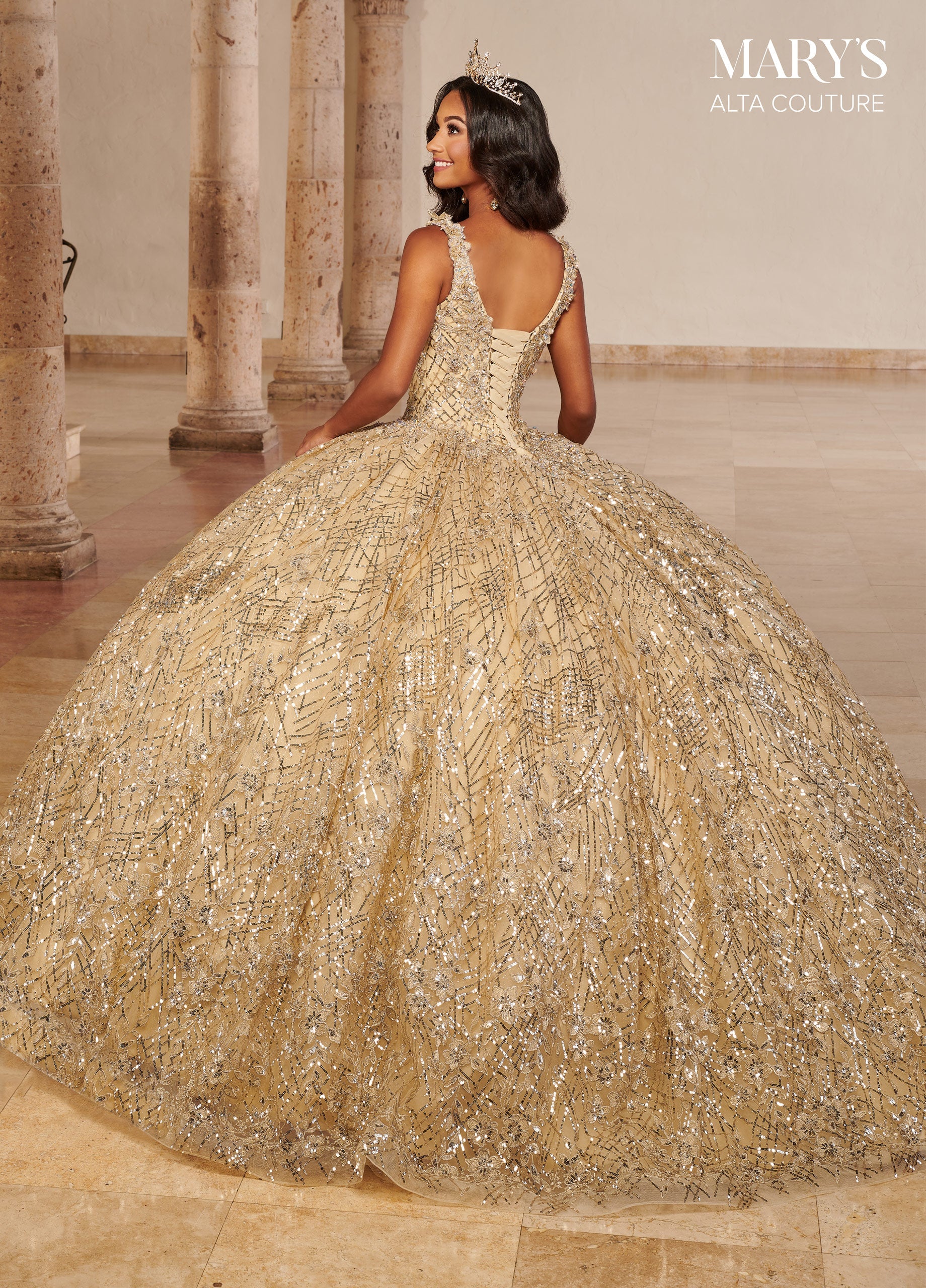 Glitter Gold Dama Dresses