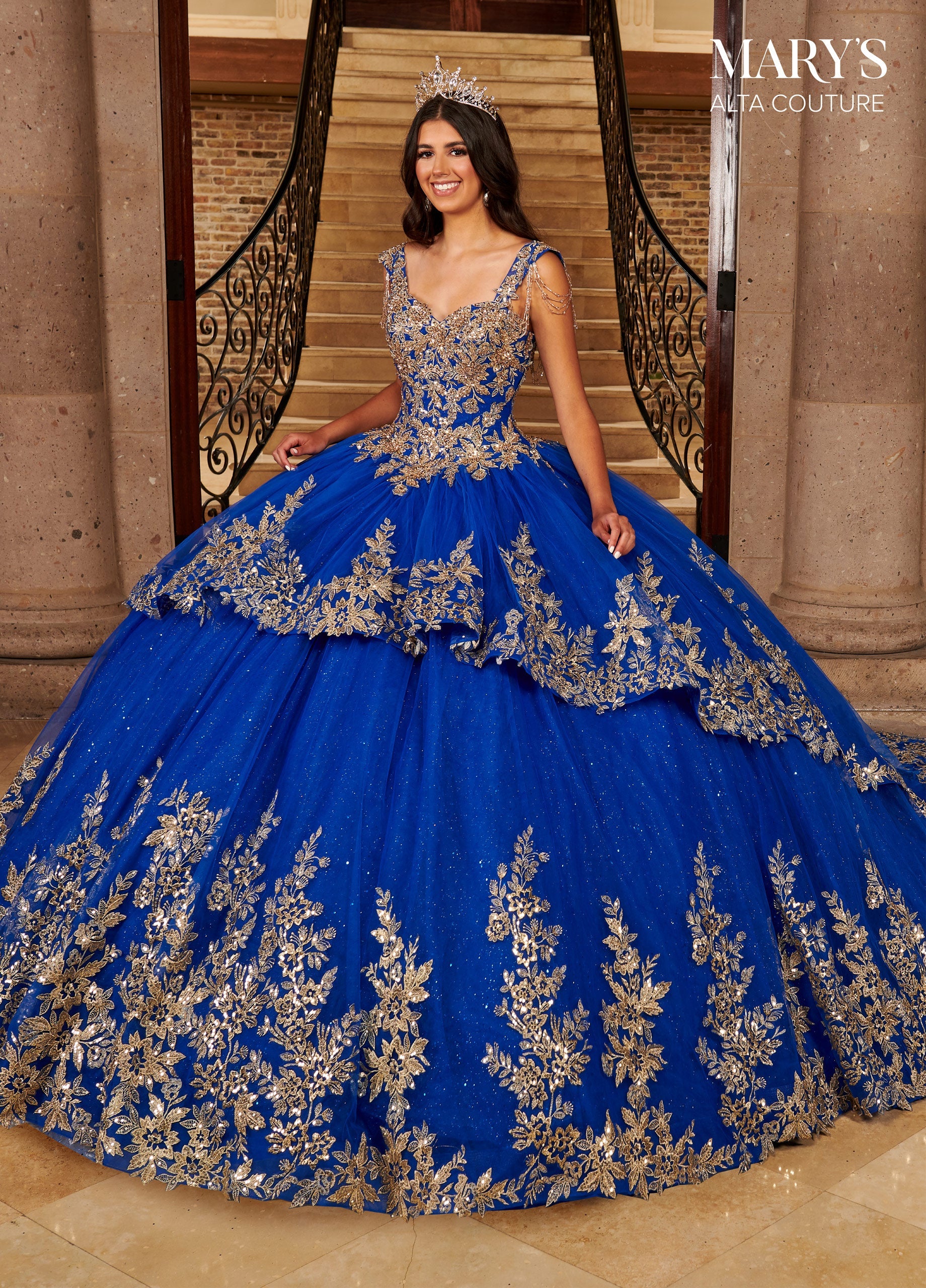 Gold Applique Quinceanera Dress by Alta Couture MQ3079 – ABC Fashion