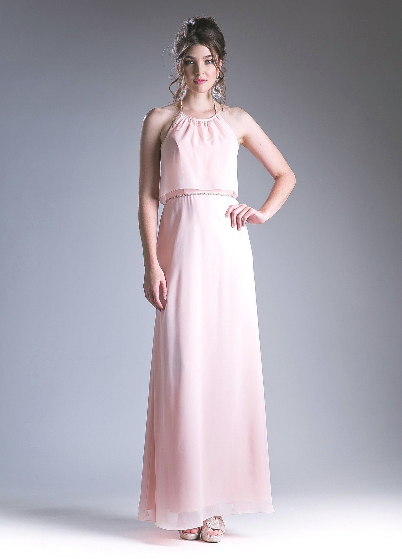 Long Halter Chiffon Dress by Cinderella Divine CH523 – ABC Fashion