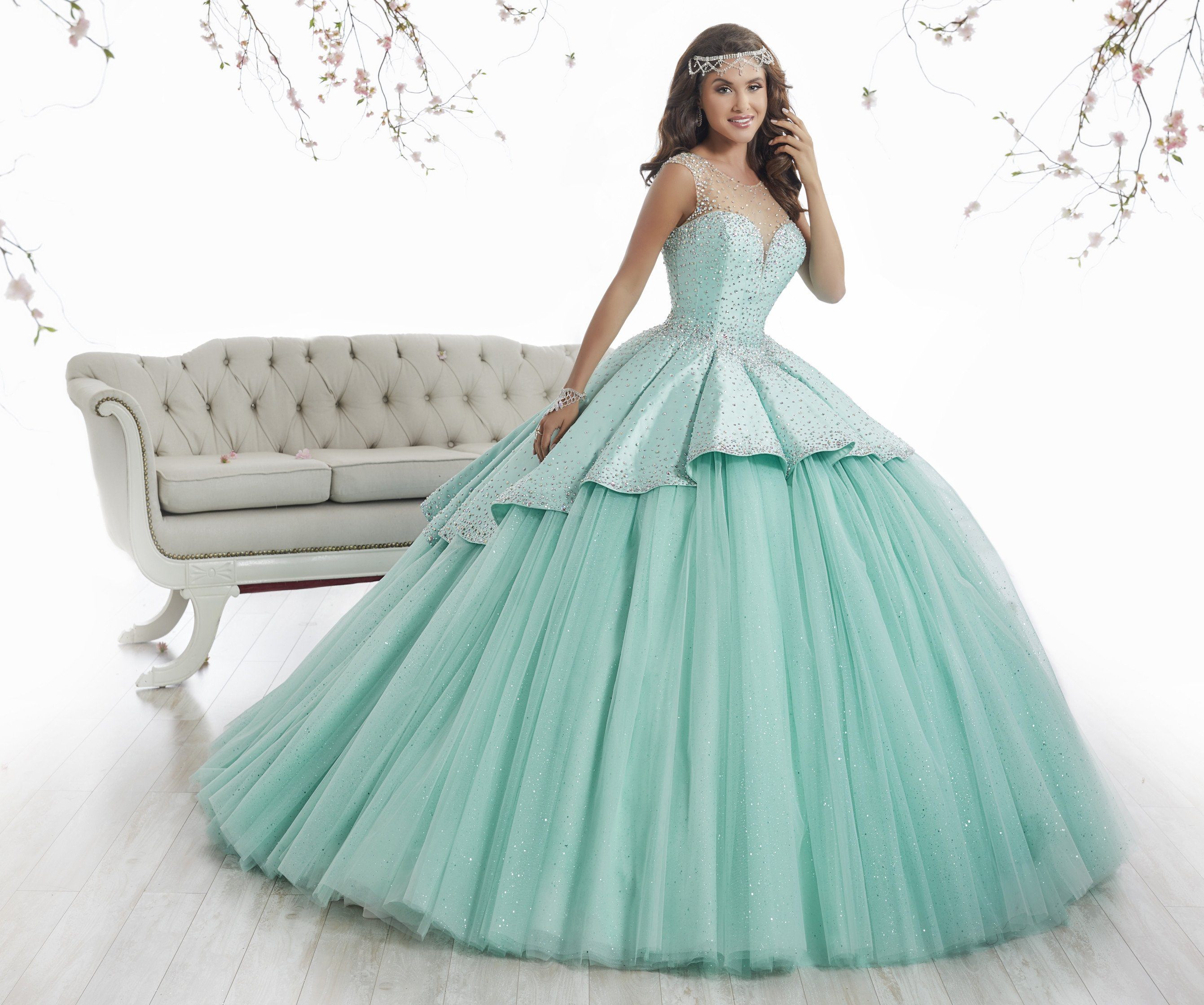 Illusion A line Quinceanera Dress by House of Wu 26873 ABC Fashion